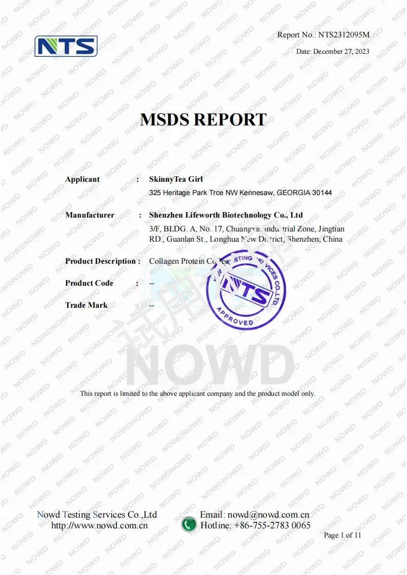MSDS Certificate