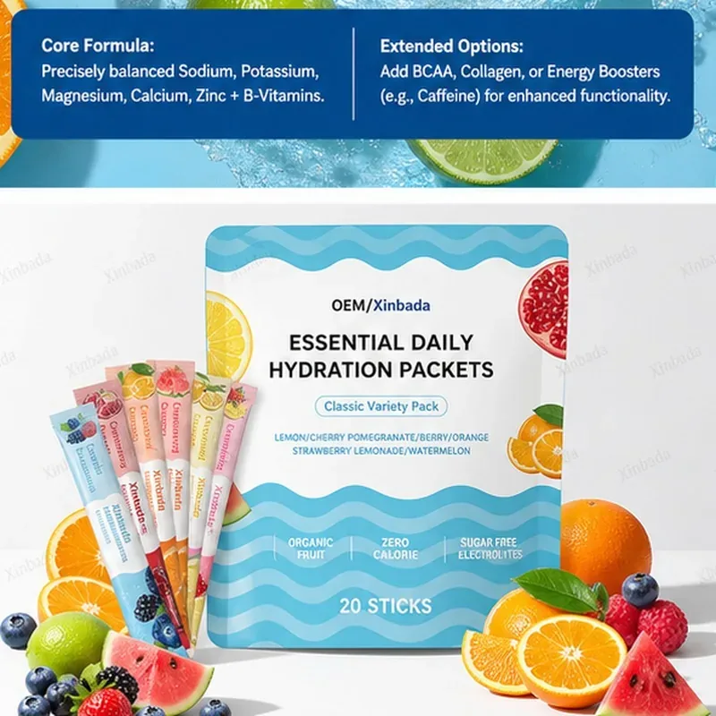 Private Label Electrolyte Hydration Packets OEM ODM Sugar Free Daily Hydration Powder Drink Mix