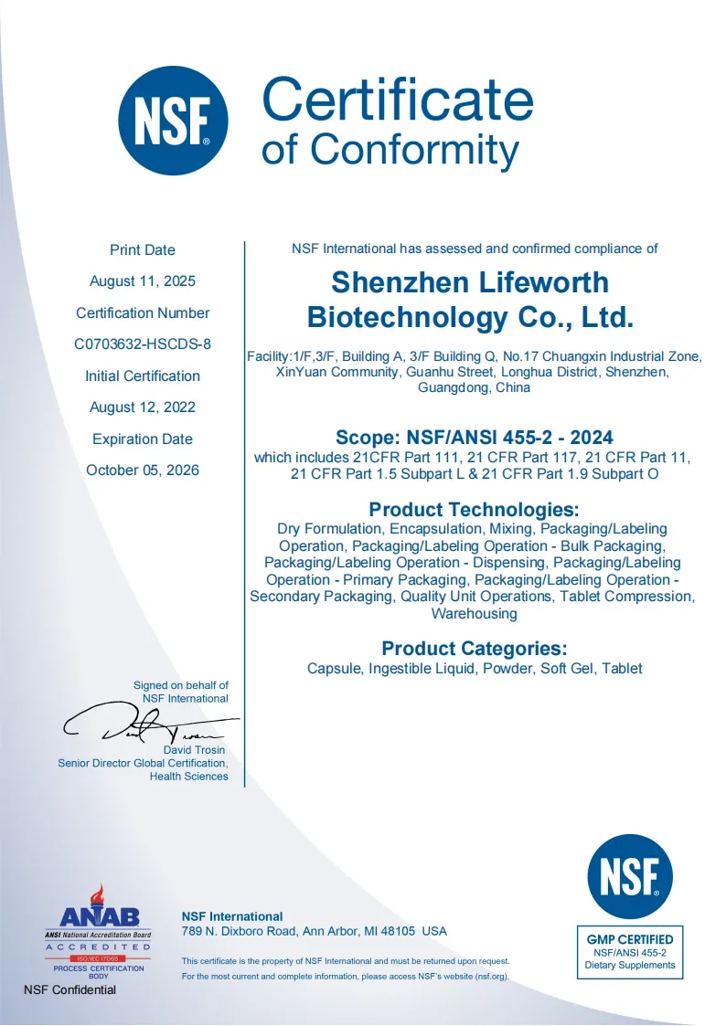 FDA registration certificate for supplement manufacturing