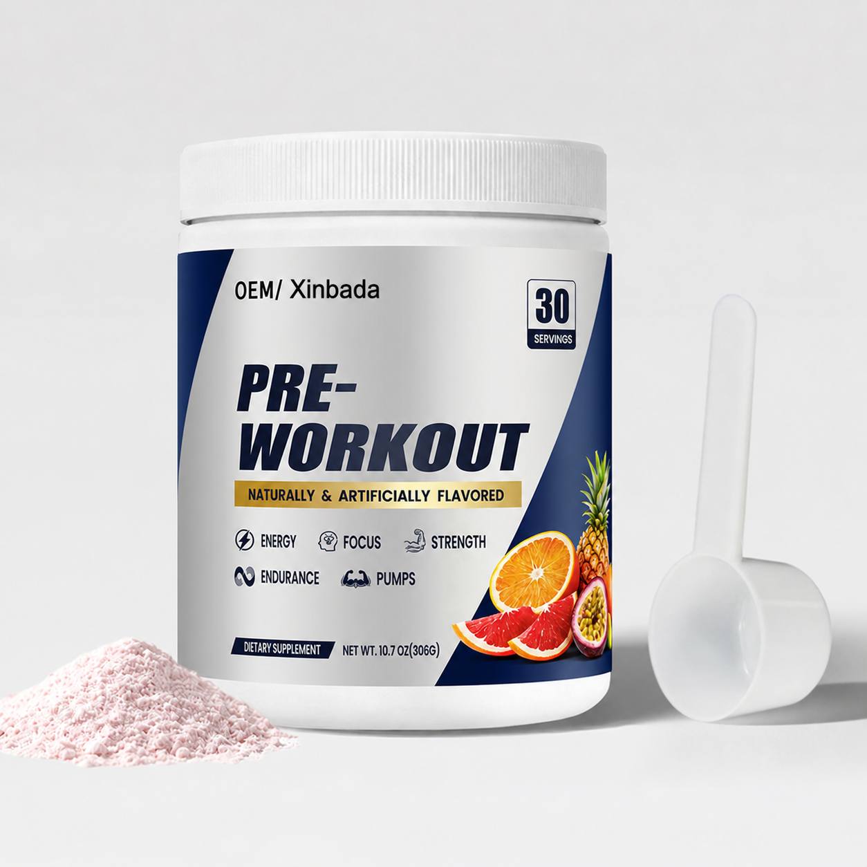 Xinbada Private Label Pre-Workout Energy Powder OEM ODM 306g Custom Flavor
