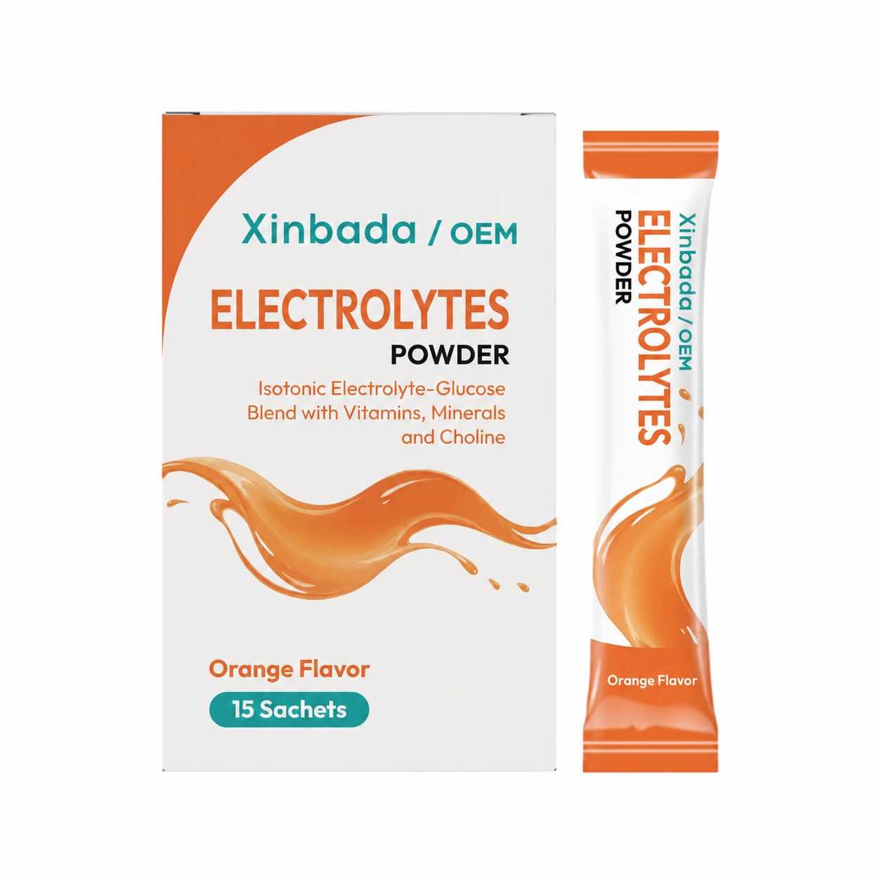 Xinbada Orange Electrolyte Vitamin Powder Energy Supplement Sachets Orange Flavor