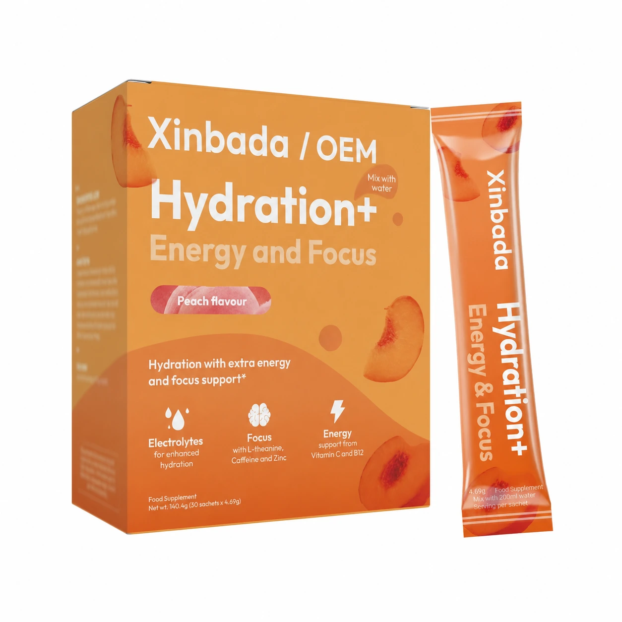 Xinbada Sugar Free Electrolyte Powder Himalayan Salt Energy Focus Drink Mix Sugar Free Hydration