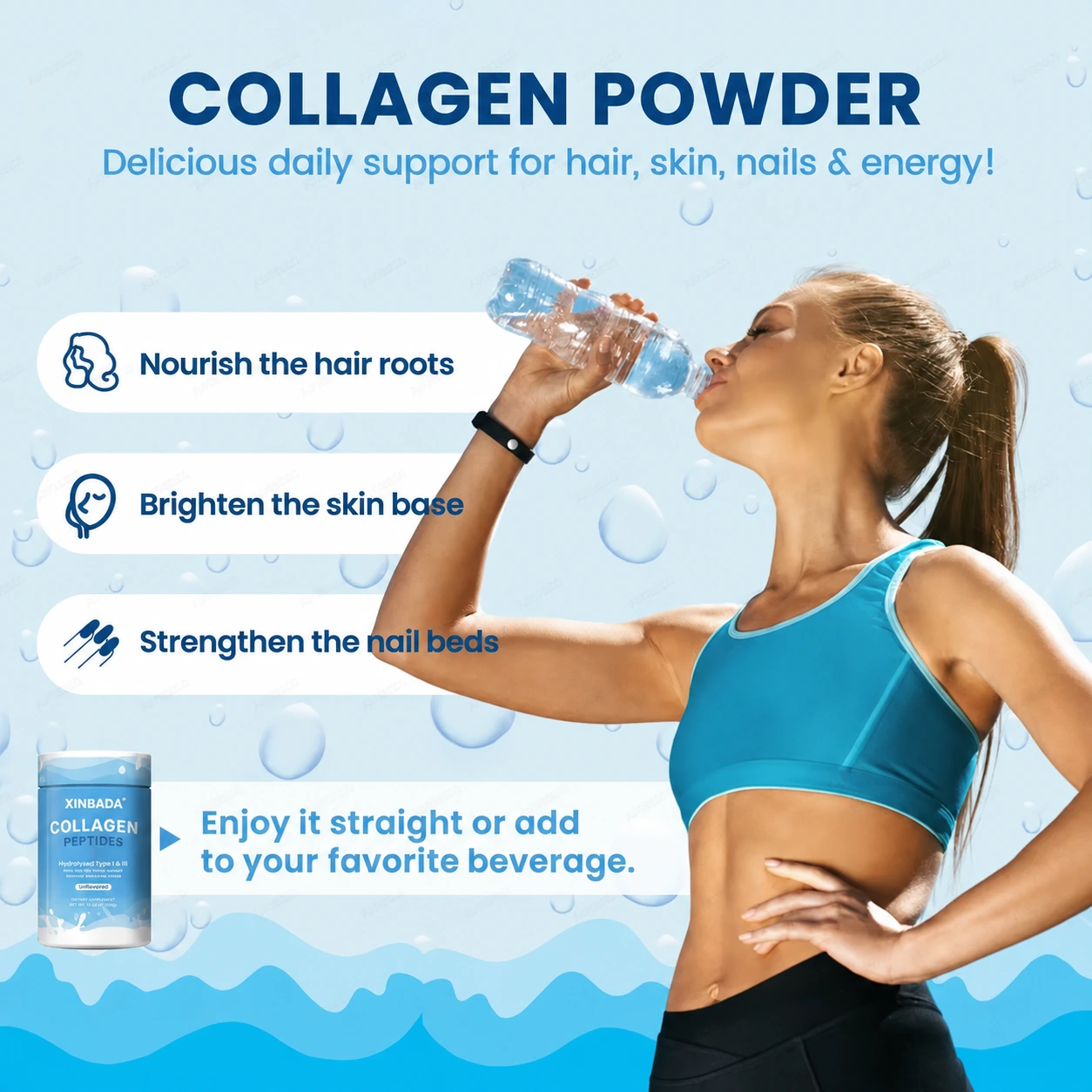 Xinbada Grass-Fed Multi-Collagen Powder Types I II III V X with MSM OEM ODM