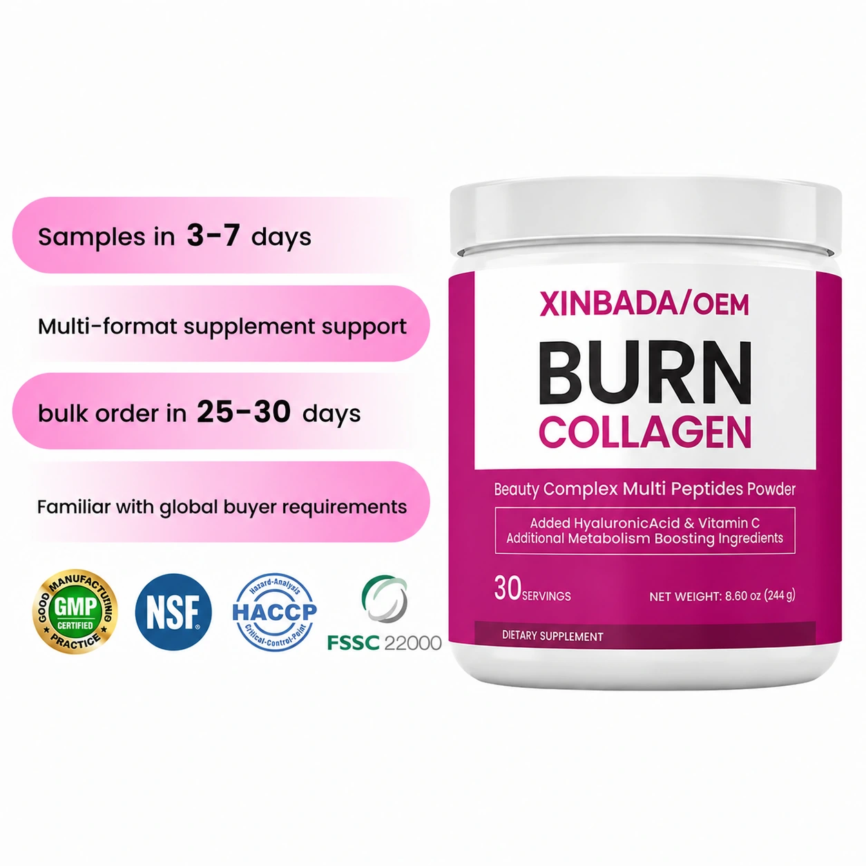 Xinbada Collagen Burn Multi-Collagen Peptides Powder OEM ODM Adult Beauty Formula