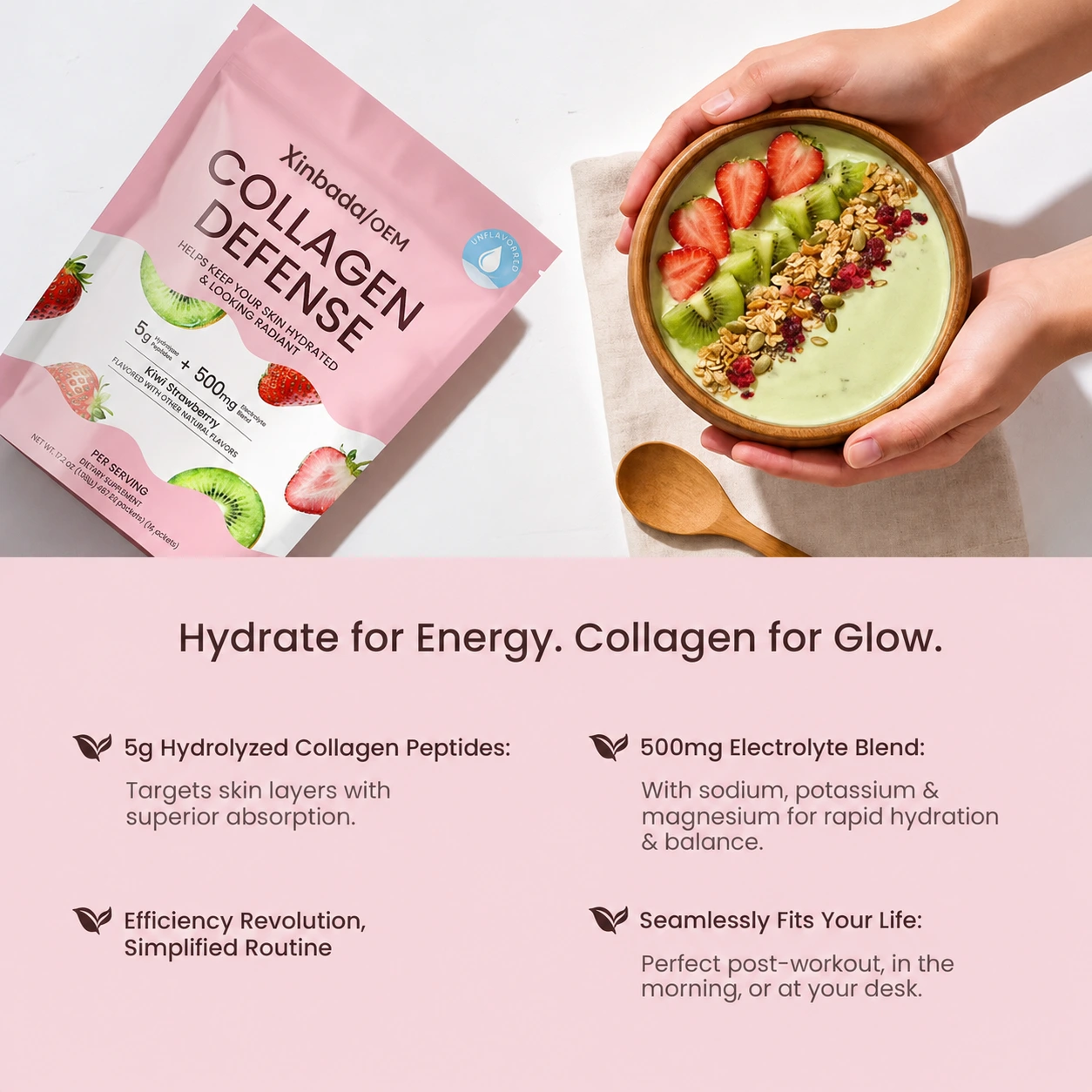 Xinbada Collagen Peptides Hydration Powder with Electrolytes 10g OEM ODM