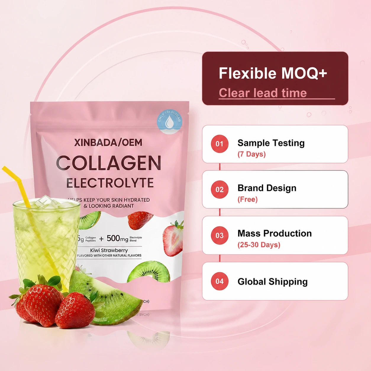 Xinbada Collagen Peptides Hydration Powder with Electrolytes 10g OEM ODM
