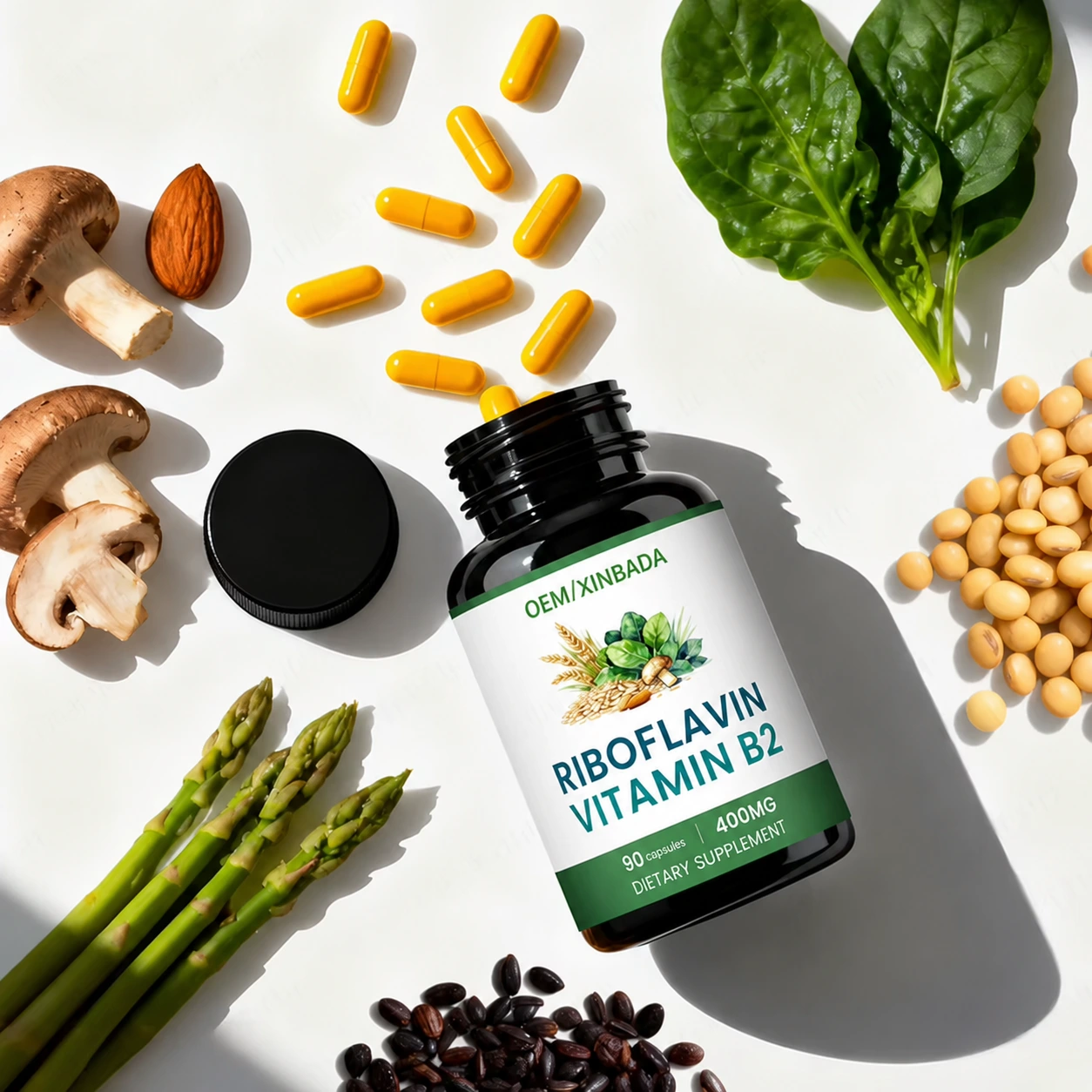 High Purity Riboflavin Vitamin B2 Capsules 90 Count OEM ODM