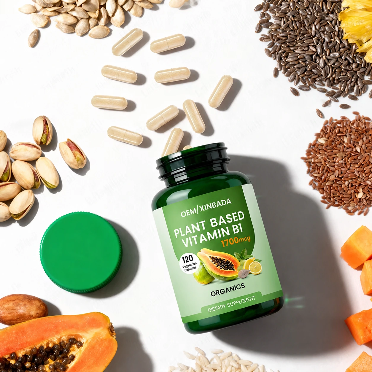 Plant based Vitamin B1 Thiamine Capsules 120 Count OEM ODM