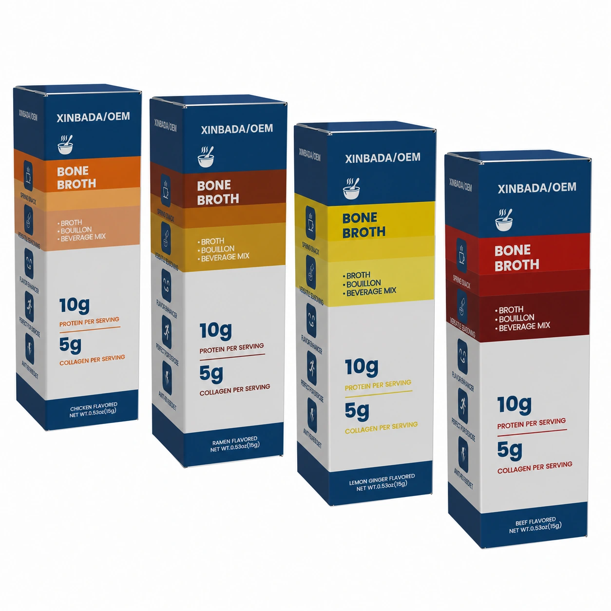 All-in-One Bone Broth Protein and Collagen Peptide Powder Variety Pack OEM ODM