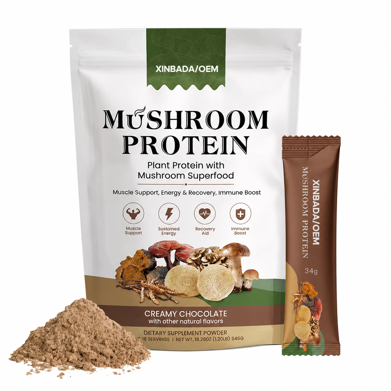 Plant-based Mushroom Superfood Protein Powder 450g 600g 900g OEM ODM