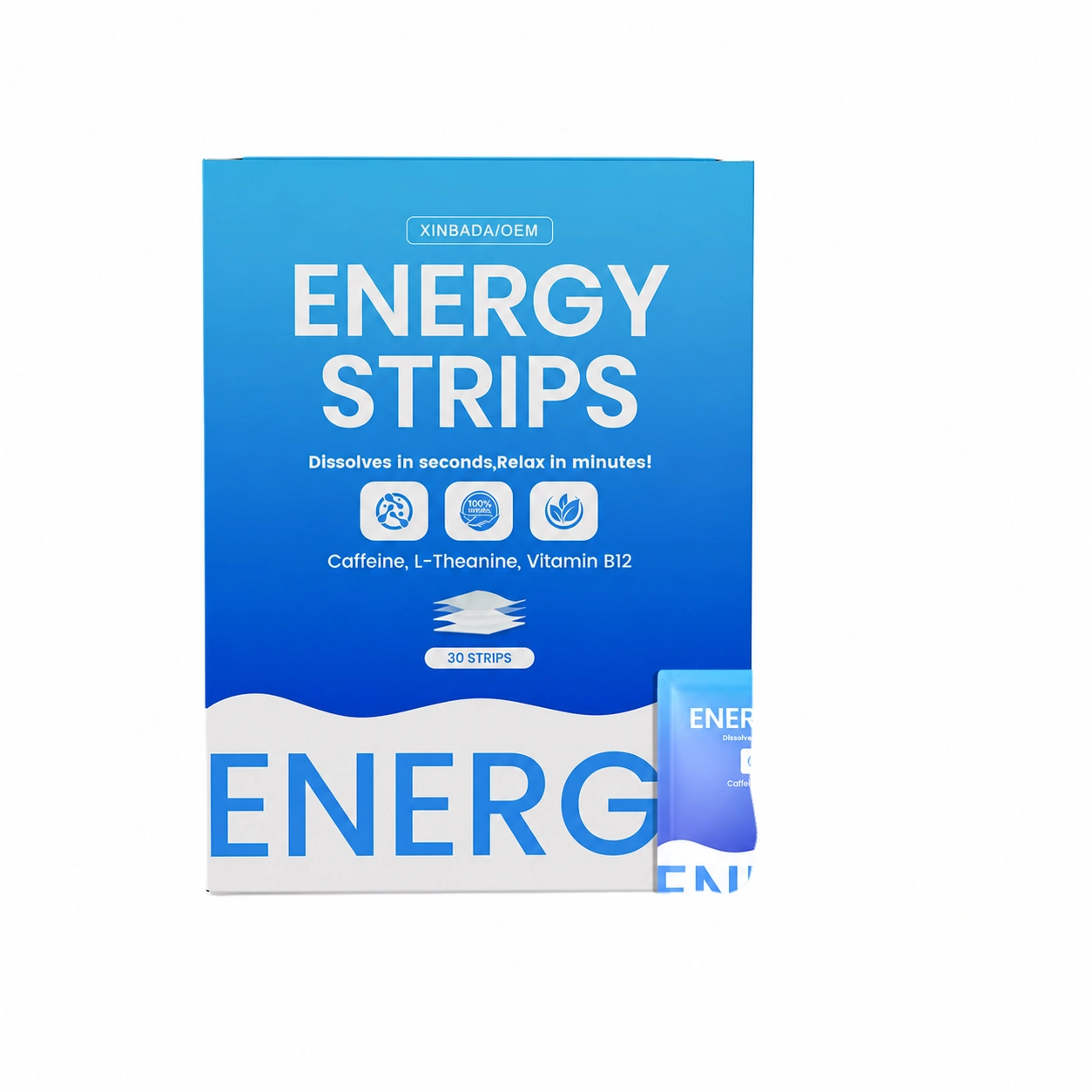 Mint Energy Oral Strips with Caffeine L-Theanine Vitamins B6 B12 OEM ODM