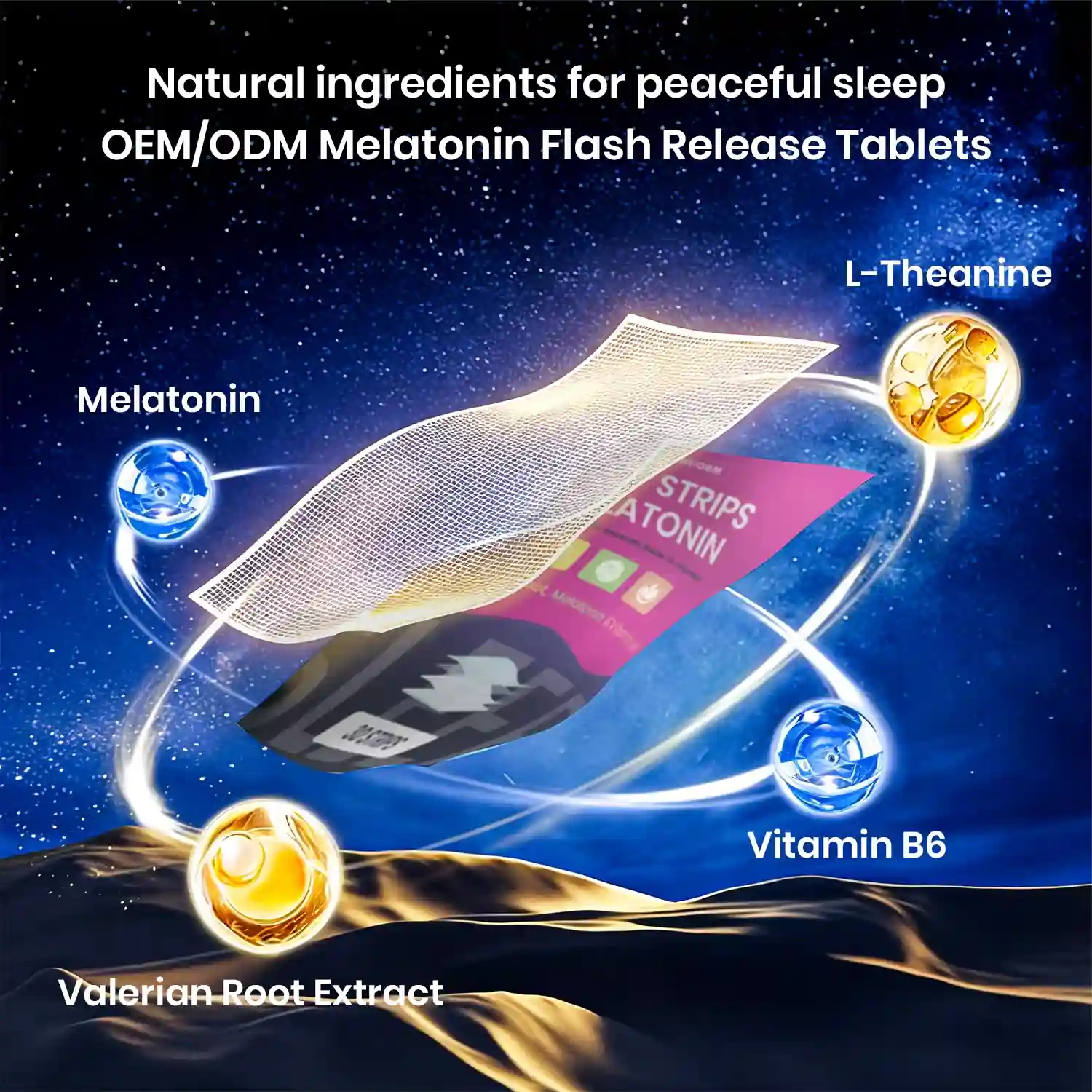 Sleep Beauty Oral Strips with Melatonin Valerian L-Theanine B6 Biotin OEM ODM