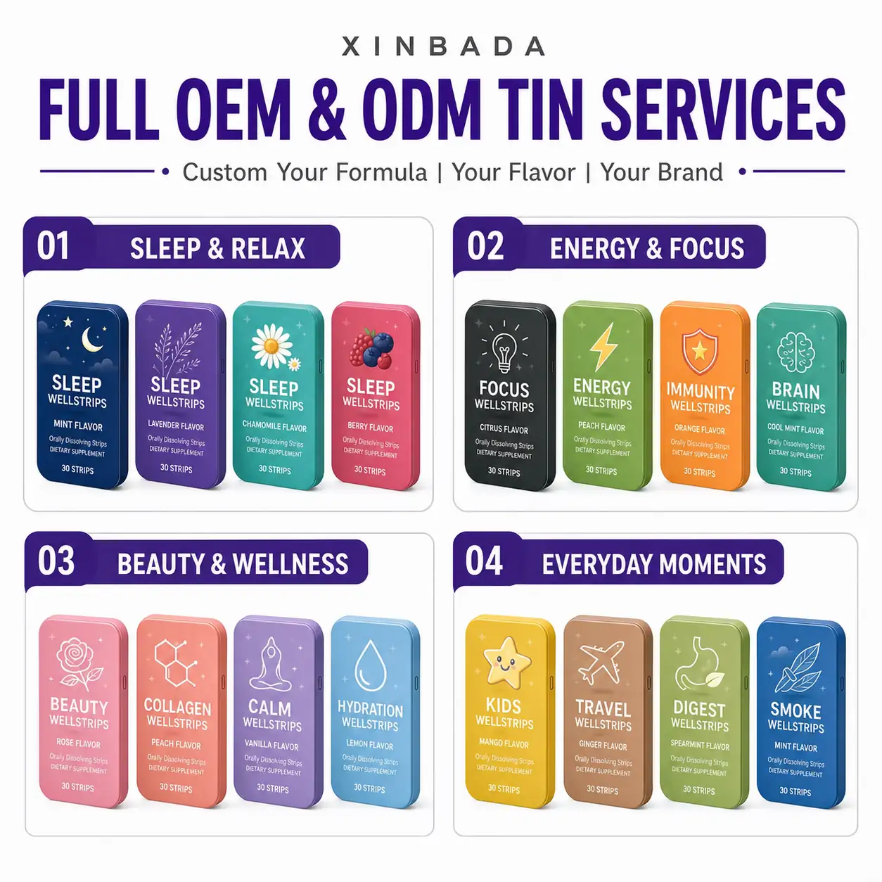 Custom Sleep Well ODF Oral Strips Mint Lavender Berry OEM ODM