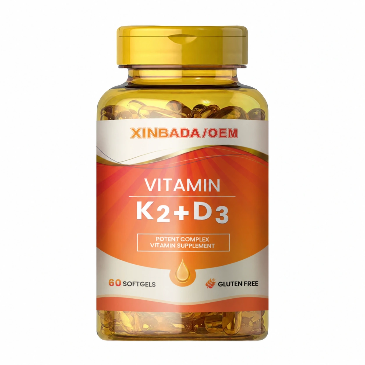 Vegan Vitamin D3 K2 Capsules with Coconut MCT Oil 60 90 120 Count OEM ODM
