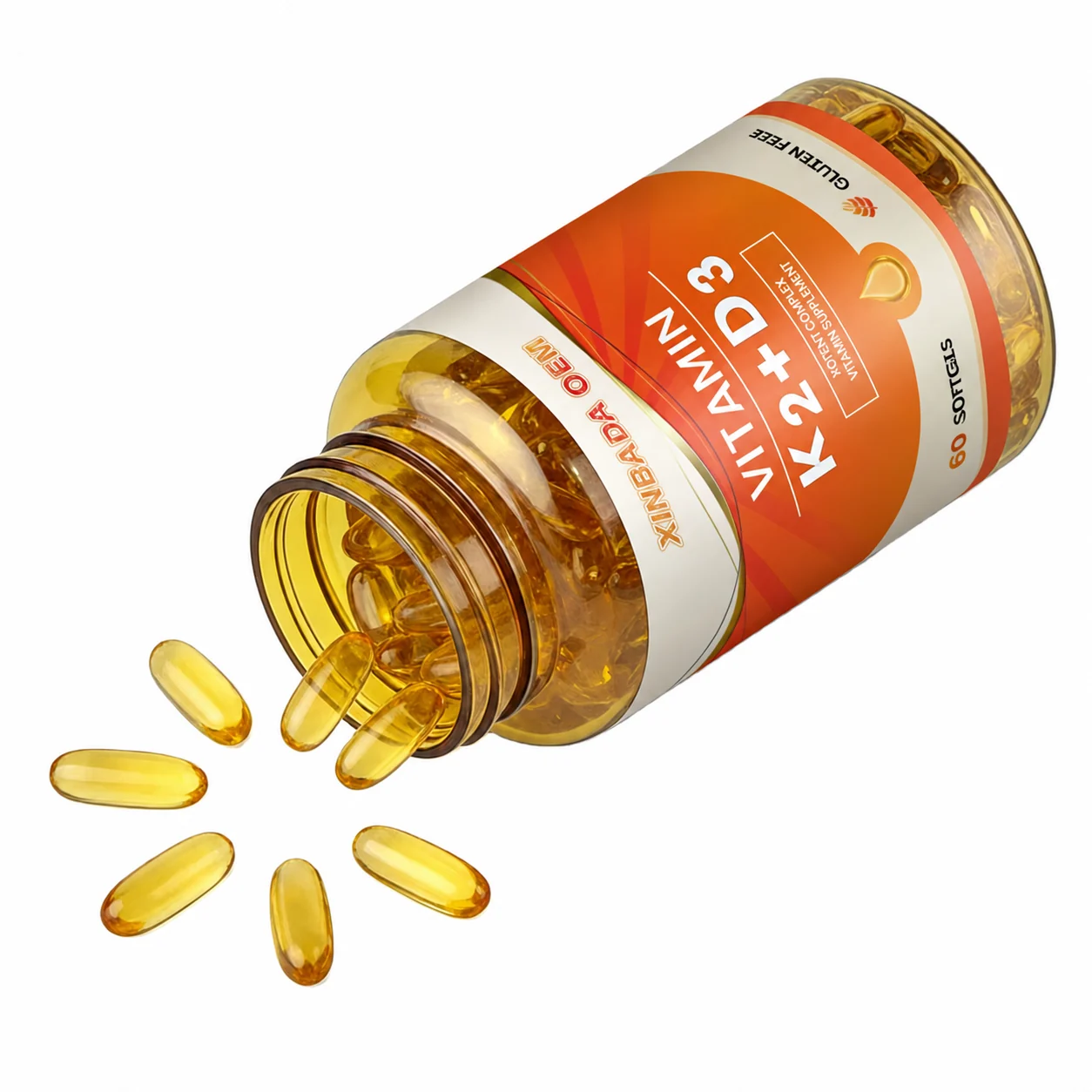 Magnesium Glycinate 500mg with Vitamin D3 K2 Coconut Oil Capsules OEM ODM