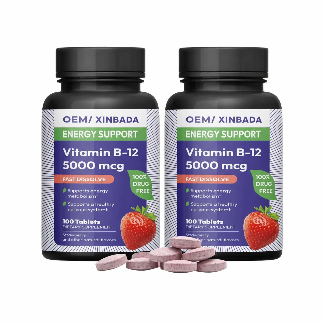 Vegan Food-Grade Vitamin B12 Tablets 60 90 120 Count OEM ODM