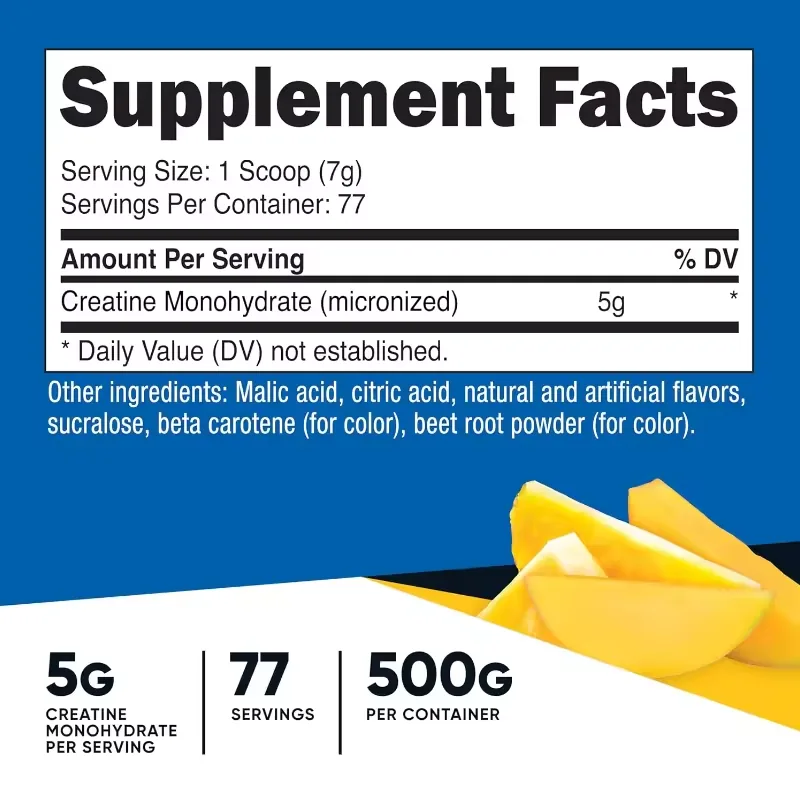Peach mango creatine monohydrate supplement facts