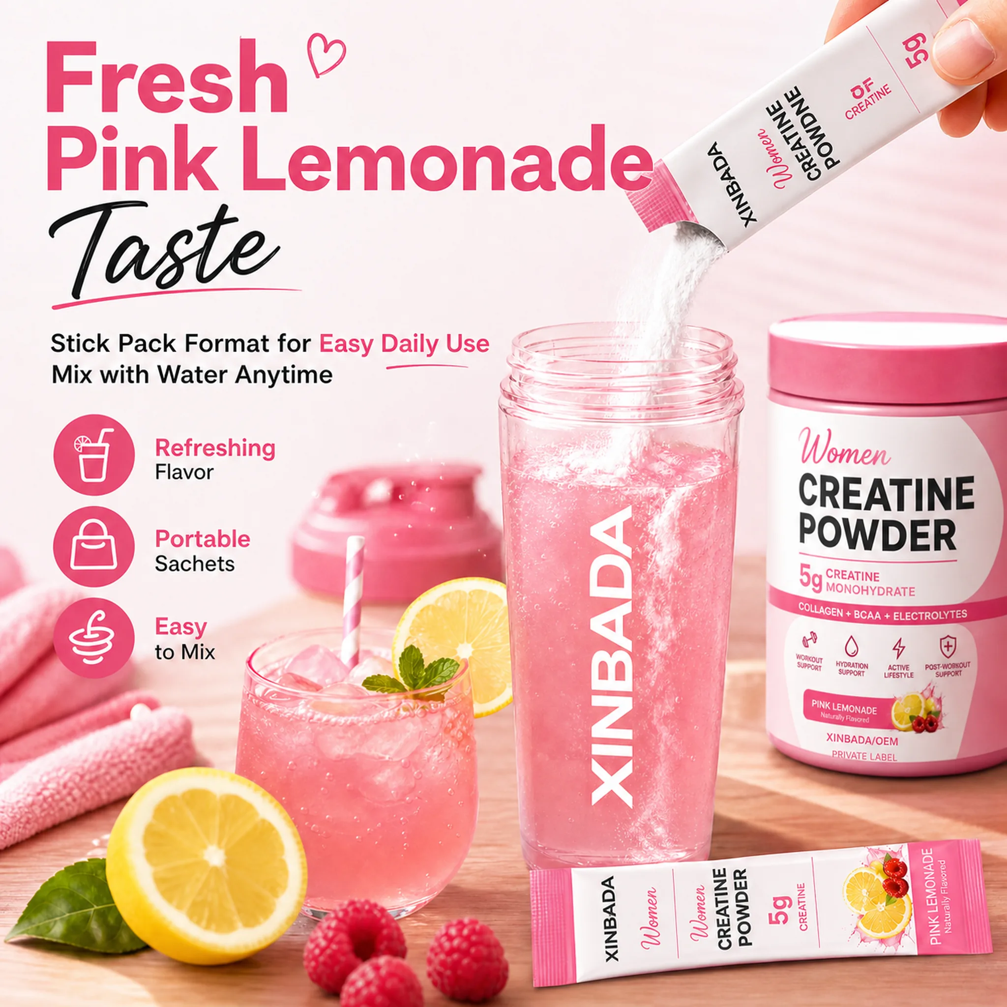 Sugar-Free Creatine Gummies with Collagen BCAA OEM ODM