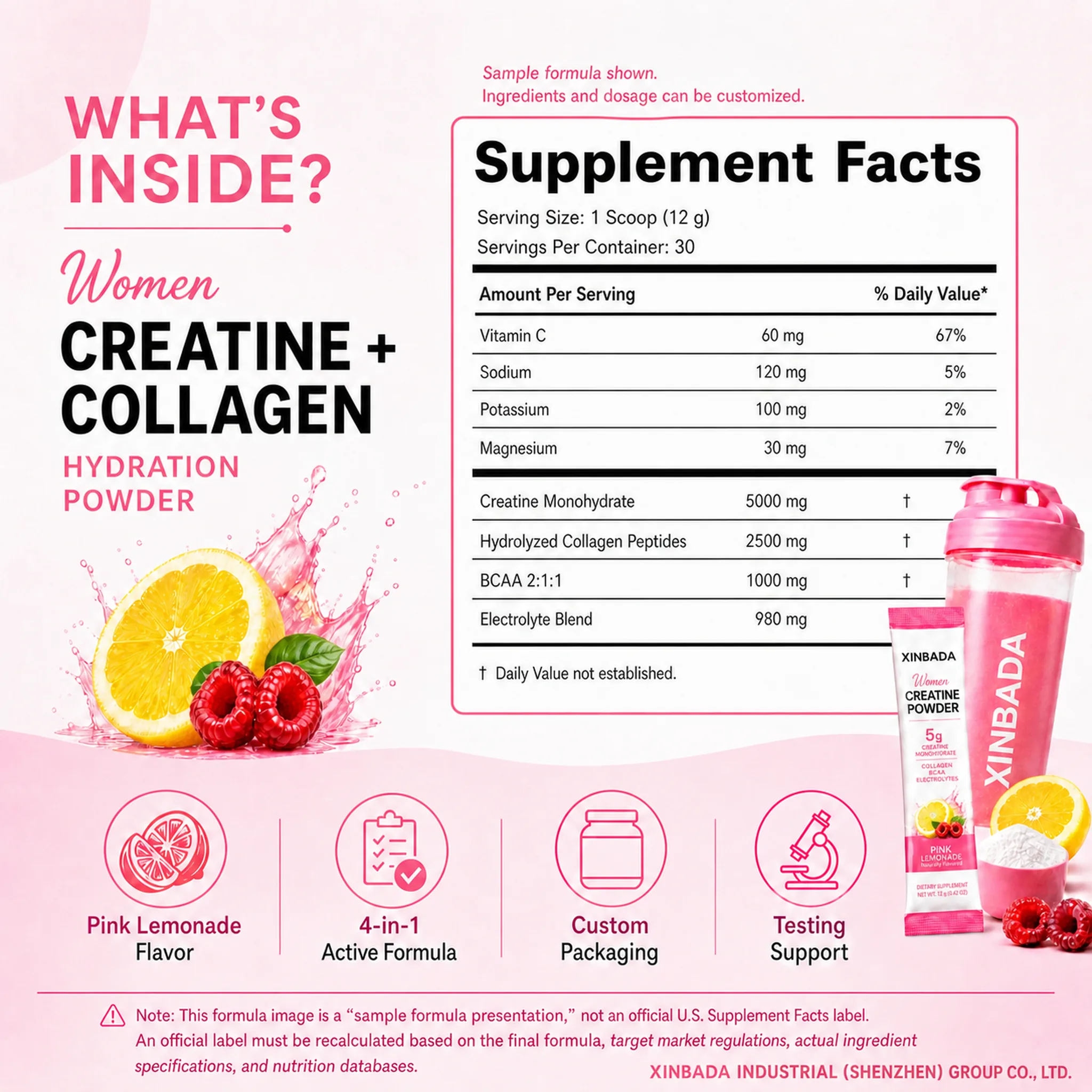 Xinbada Sugar-Free Creatine Gummies with Collagen and BCAA formula or lifestyle presentation
