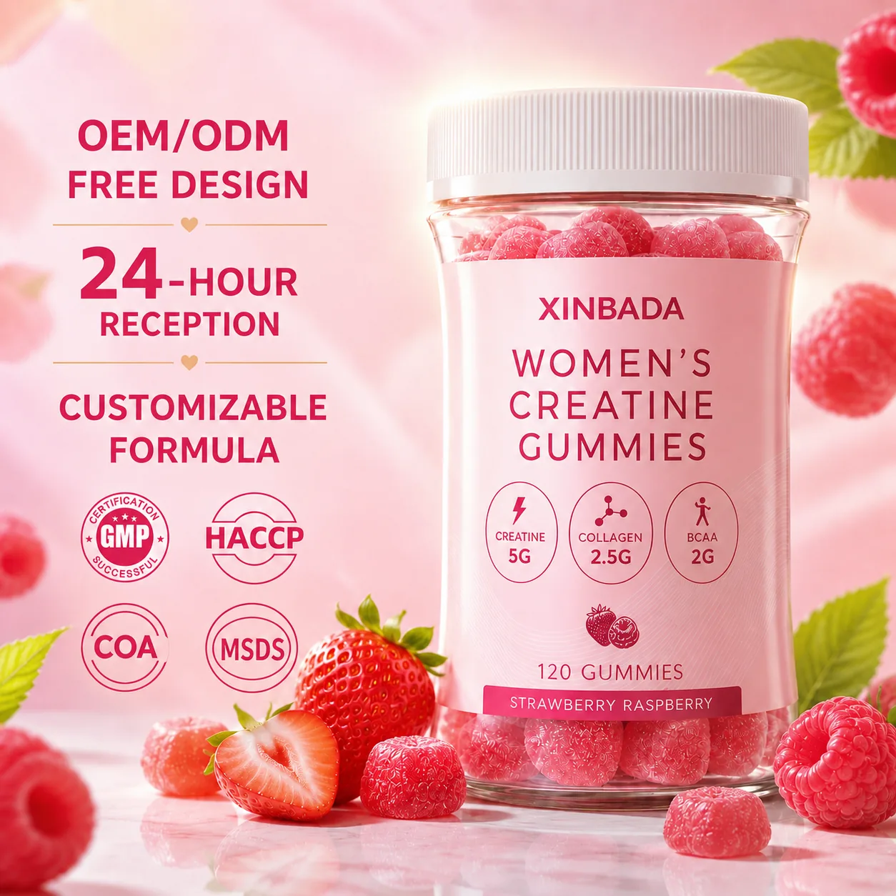 Sugar-Free Creatine Gummies with BCAA L-Taurine OEM ODM