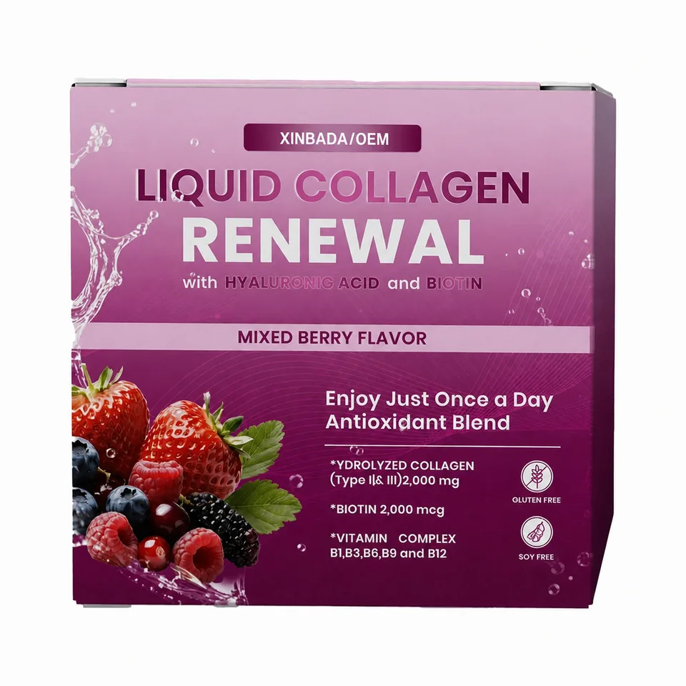 Xinbada Private Label Hydrolyzed Liquid Collagen Adult Women Men Type 1 3 Peptides Vitamin B Complex Hyaluronic Acid Skin OEM ODM