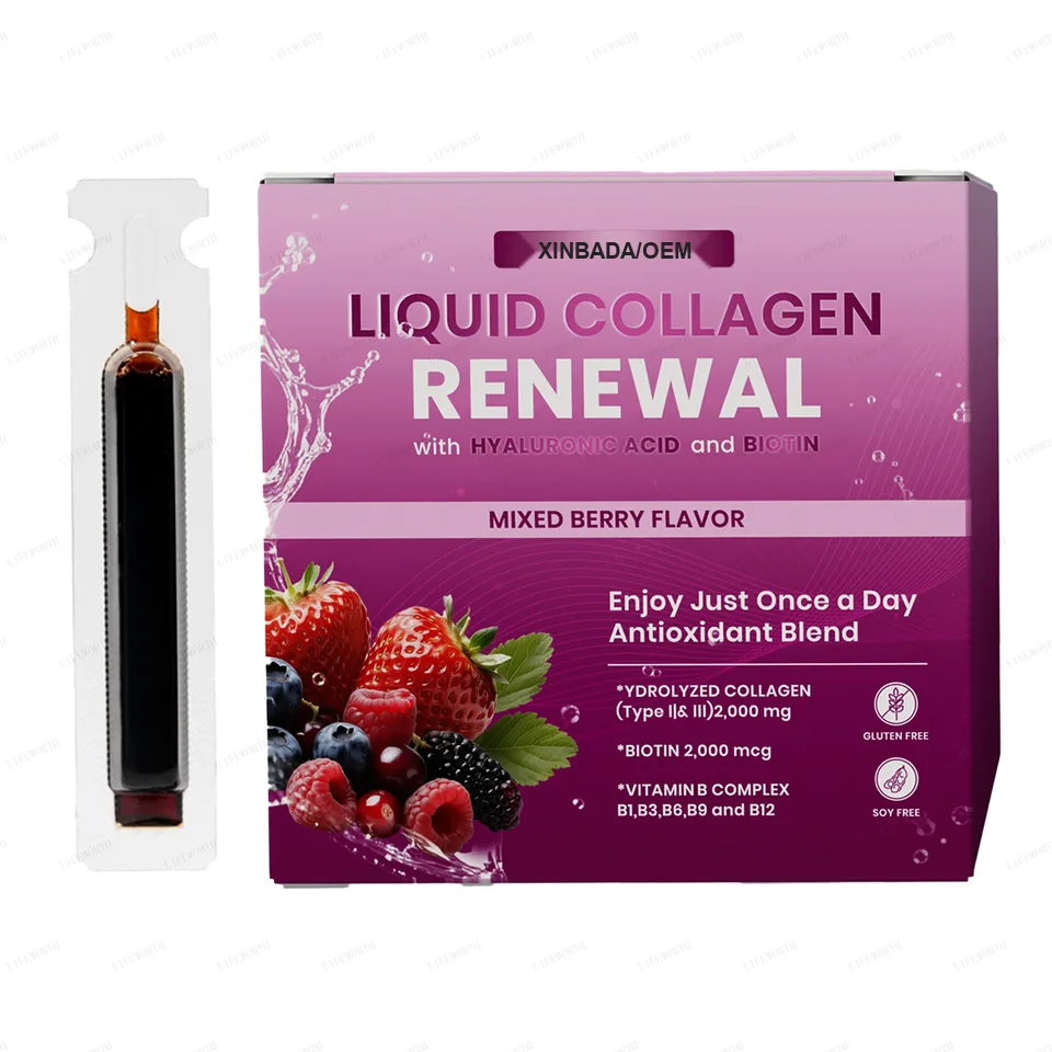 Xinbada Hydrolyzed Liquid Collagen Adult Women Men Type 1 3 Peptides Vitamin B Complex Hyaluronic Acid Skin product gallery image 2