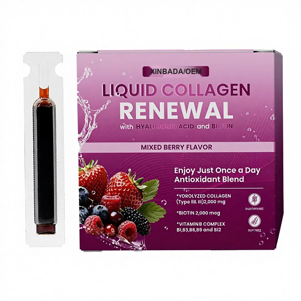 Xinbada Private Label Liquid Collagen for Adult Women 2000mg Marine Collagen Peptides Hair Skin Nail Support and Skin Care OEM ODM