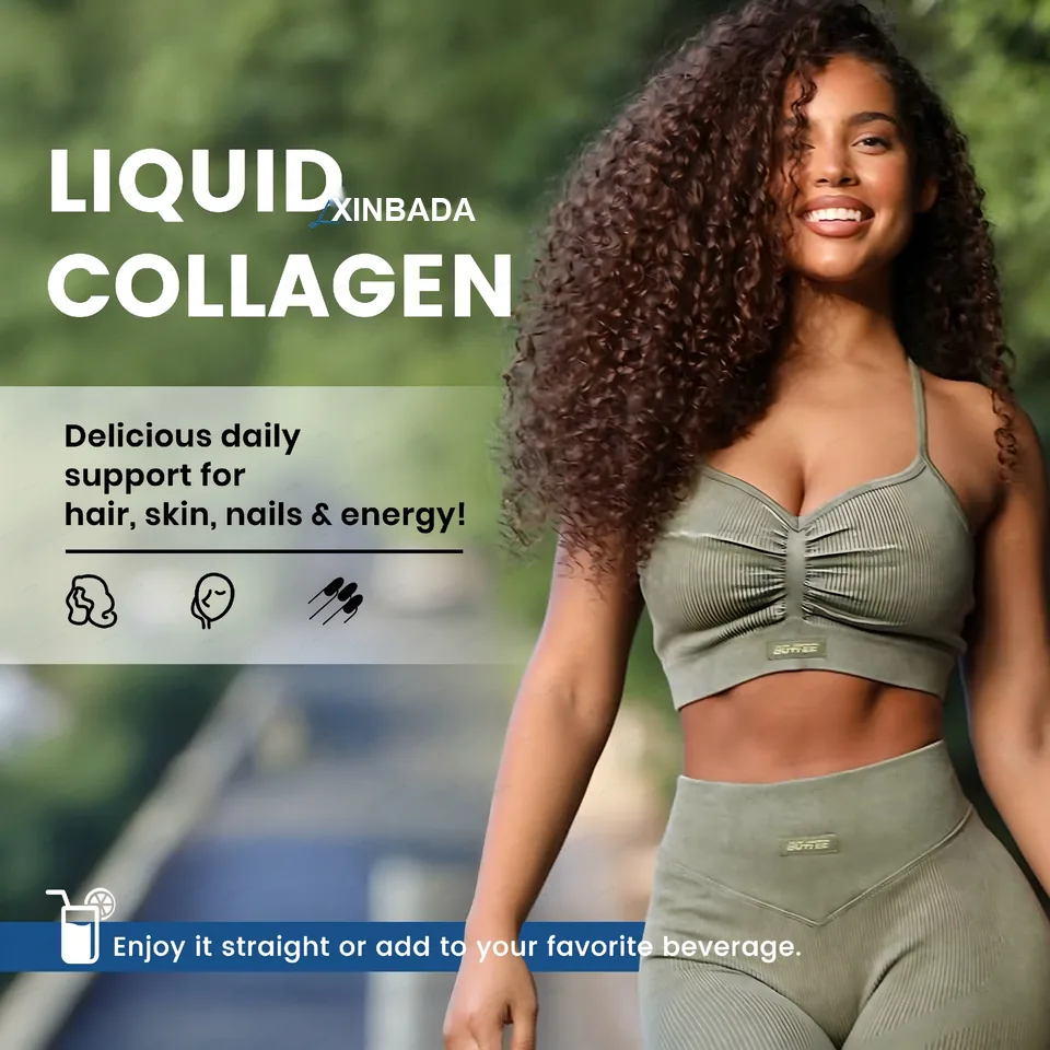 Xinbada Private Label Wholesales Collagen Liquid Drops Biotin for Hair Skin Nails Support Adults Customizable GMP HACCP FSSC OEM ODM