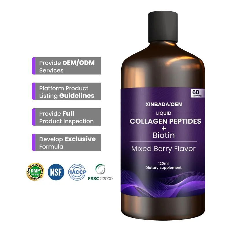 Xinbada Private Label Liquid Collagen Biotin Amino Acids Protein Beauty Formula Adult Skin Care Delicious Grape Flavor OEM ODM