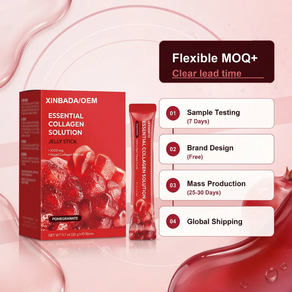 Xinbada Private Label Marine Collagen Peptides Liquid Vitamin C Adult Beauty Supplement for Hair Skin Nails Joints 24 Months OEM ODM