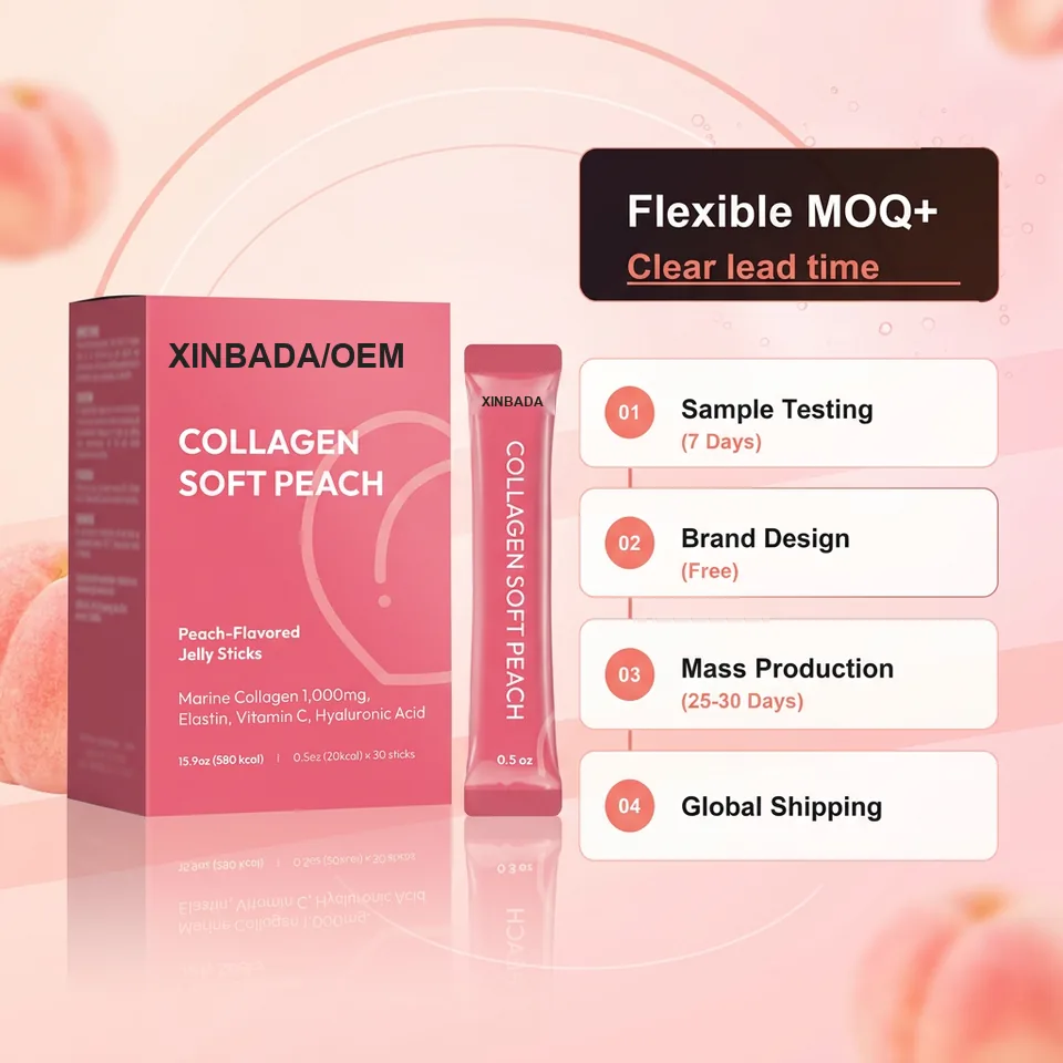 Xinbada Private Label Essential Collagen Solution Jelly Stick Adult Collagen Peptide Pomegranate 10 Packs Skin OEM ODM