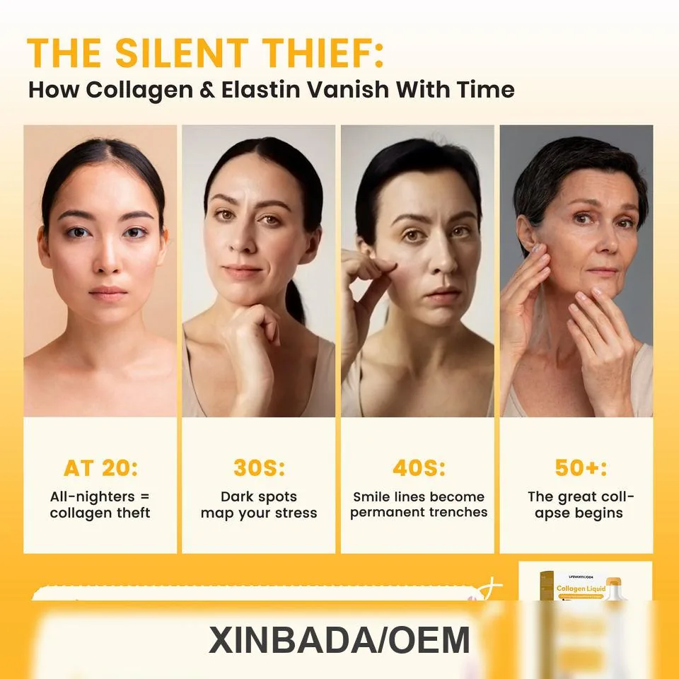 Xinbada Private Label Hydrolyzed Liquid Collagen Peptides Adults Grass Fed Bovine Protein Supplement Supporting Skin Care OEM ODM