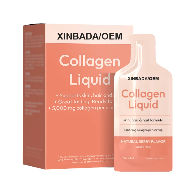 Xinbada Private Label Adult Hair Skin and Nails Daily Liquid Collagen Beauty Supplement Hydrating Nutrients Essential Vitamins OEM ODM