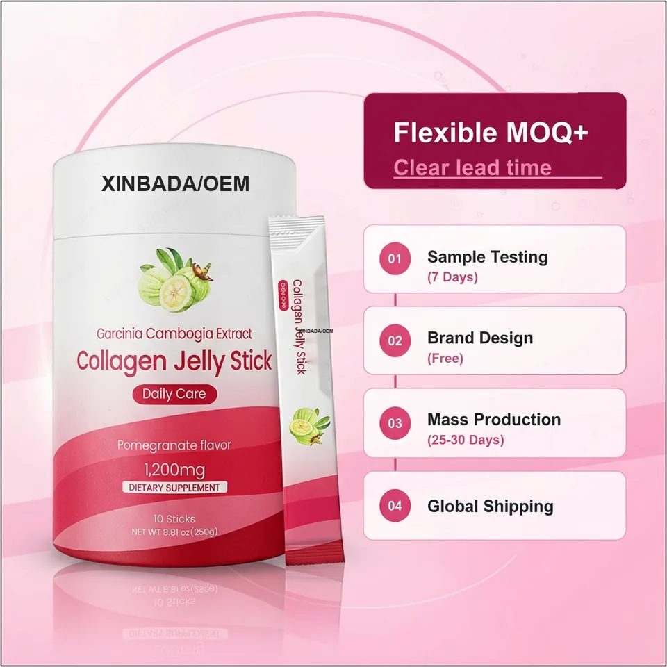 Xinbada Private Label Pomegranate Collagen Jelly Adult Women Antioxidant Low Molecular Fish Collagen Hyaluronic Acid Skin Care OEM ODM