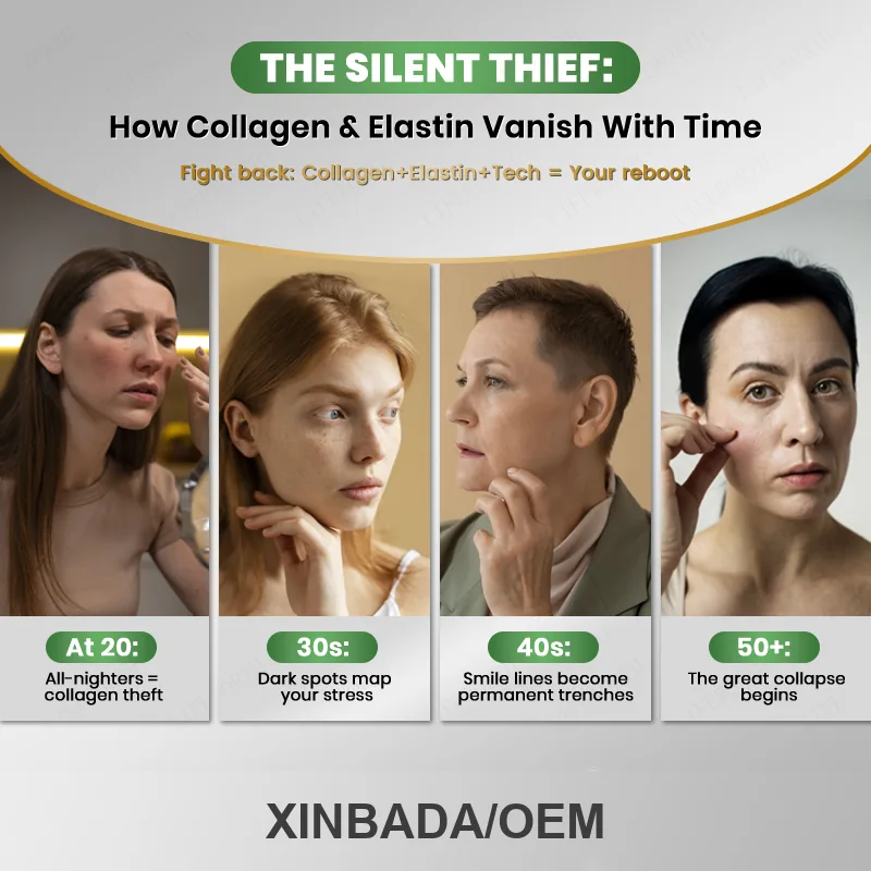 Xinbada Private Label Adult Collagen Supplements Biotin Vitamin C for Hair Support Skin Care Nail Health 60 Capsules Bottle GMP OEM ODM