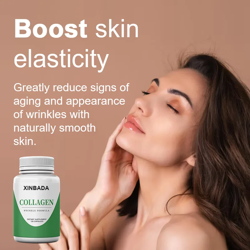 Xinbada Private Label Adult Multi Collagen Vitamin Capsules Support Skin Care Hair Nails Biotin Keratin Hyaluronic Acid 60 Capsules Bottle OEM ODM