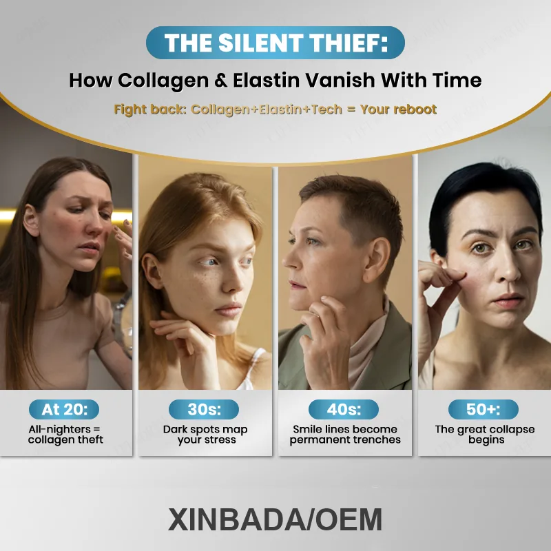 Xinbada Private Label Vitamin C Adult Collagen Peptides Softgel Capsules Skin Care 60 Capsules Bottle Supplements OEM ODM