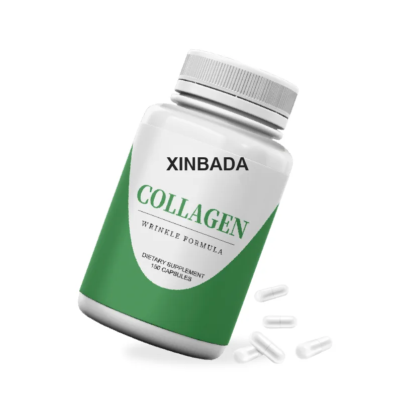 Xinbada Private Label Adult Multi Collagen Vitamin Capsules Support Skin Care Hair Nails Biotin Keratin Hyaluronic Acid 60 Capsules Bottle OEM ODM