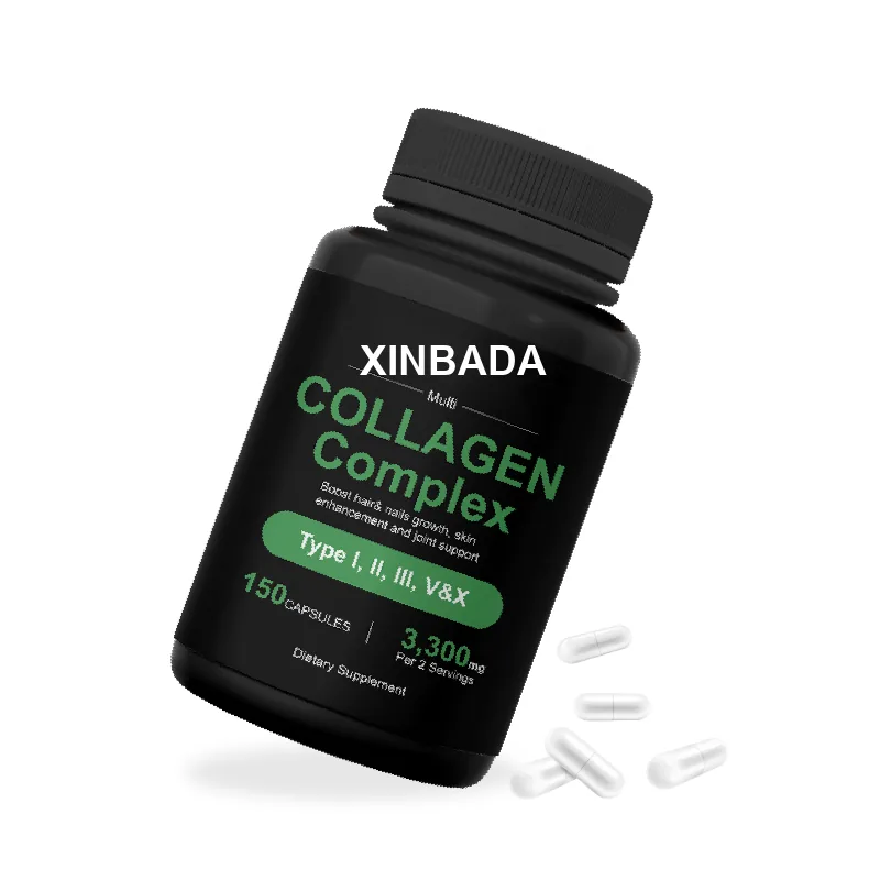 Xinbada Private Label Adult Collagen Supplements Biotin Vitamin C for Hair Support Skin Care Nail Health 60 Capsules Bottle GMP OEM ODM