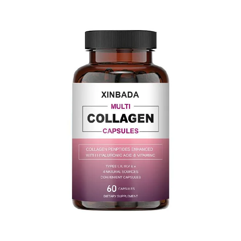 Xinbada Private Label Collagen Unflavored Capsules Multi Type Hydrolyzed Protein Peptides Hyaluronic Acid Vitamin C Skin Care Adult OEM ODM