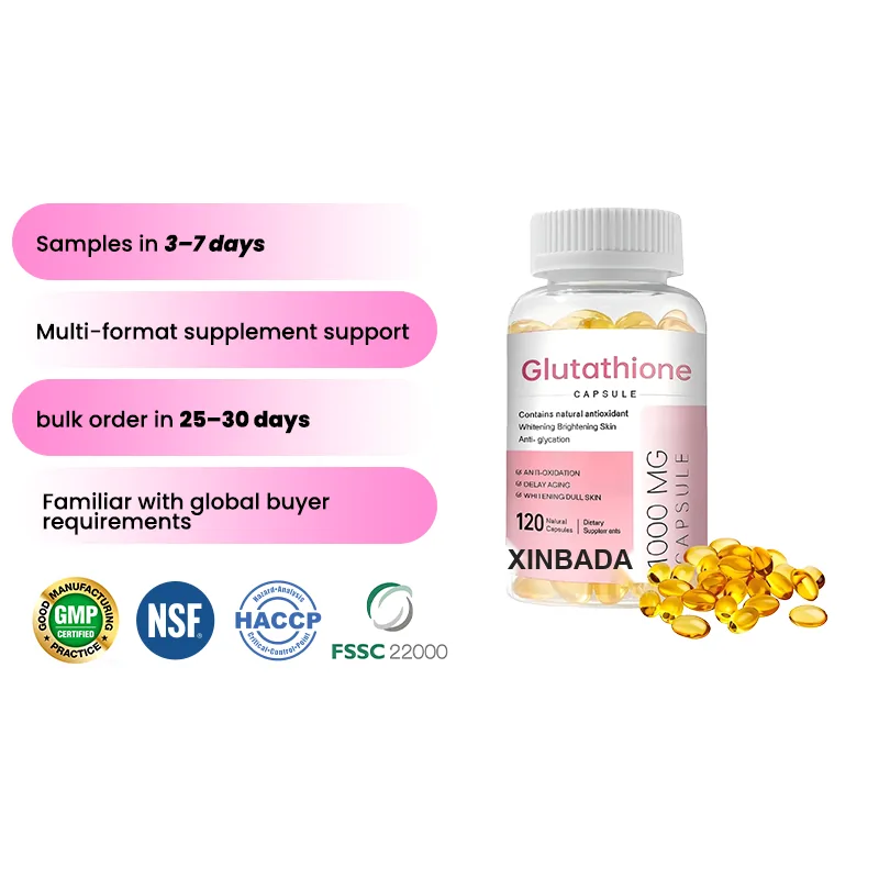 Xinbada Private Label Glutathione Collagen Vitamin C Adult Skin Care Capsules 60 Capsules Bottle Custom Packaging OEM ODM