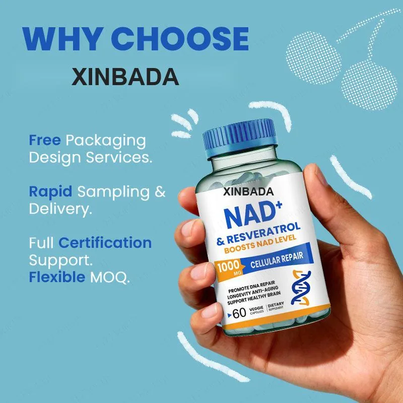 Xinbada NAD+ Resveratrol and Nicotinamide Riboside Antioxidant Capsules Adult Use application image 5