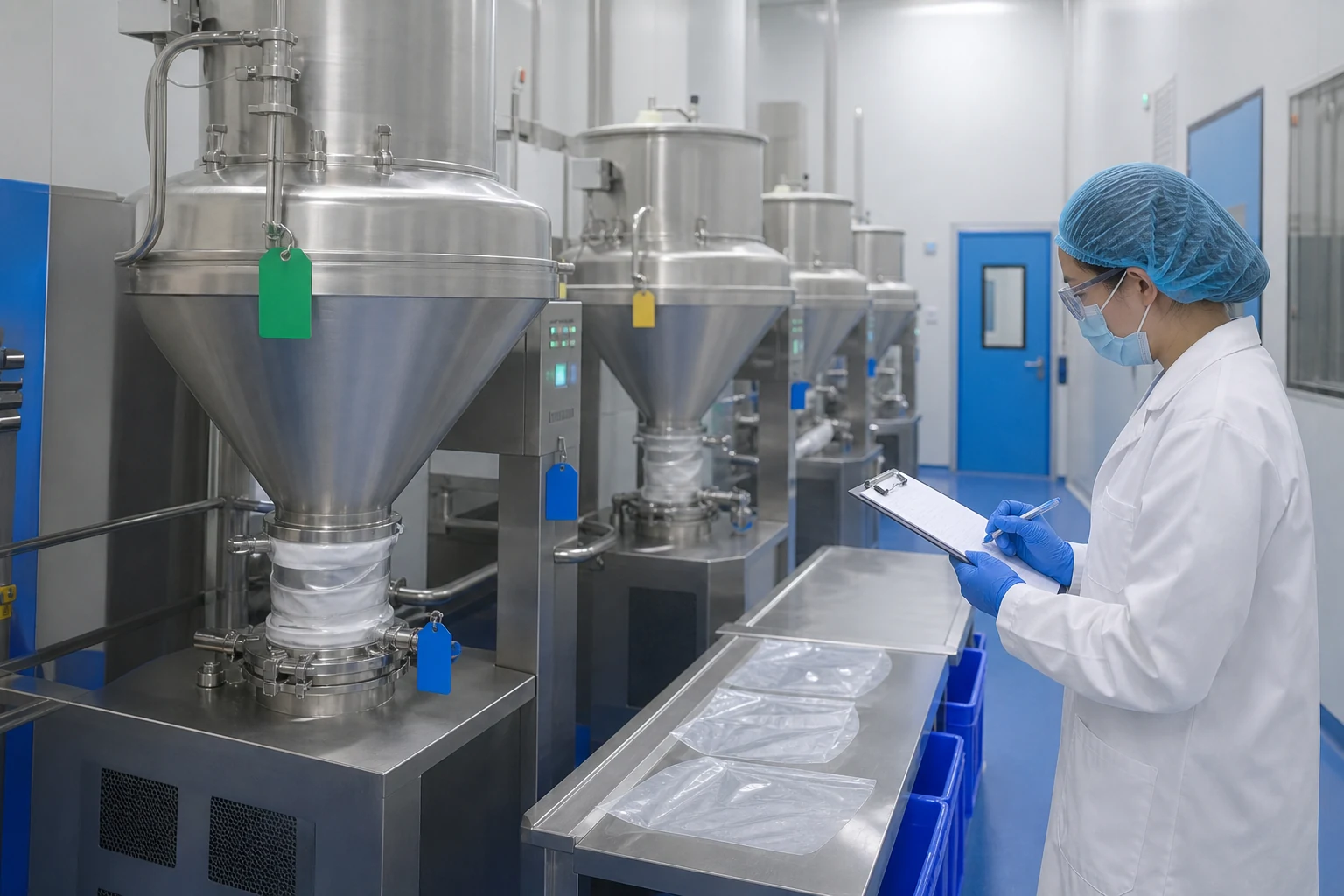 Sanitary powder blending line prepared for changeover verification