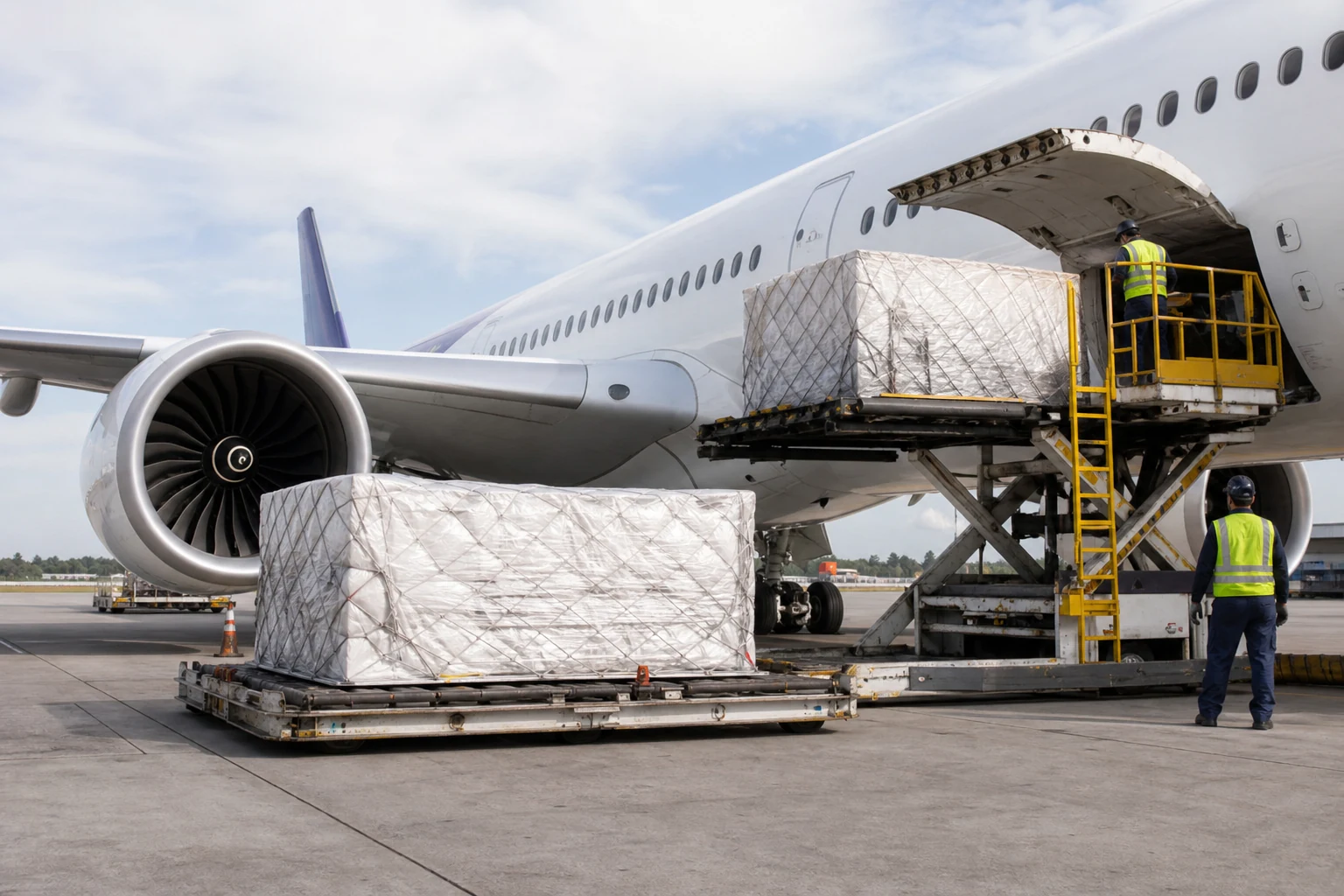 Air cargo operation illustrating protein powder supply and delivery planning