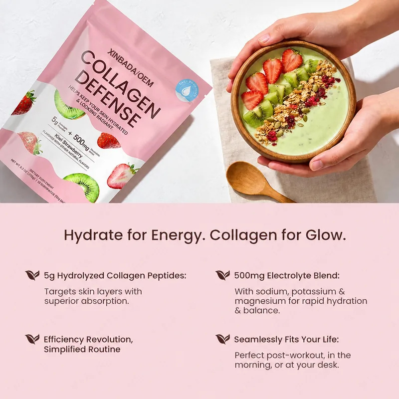 Xinbada Hydrolyzed Collagen Peptides Electrolyte Powder Kiwi Strawberry OEM ODM