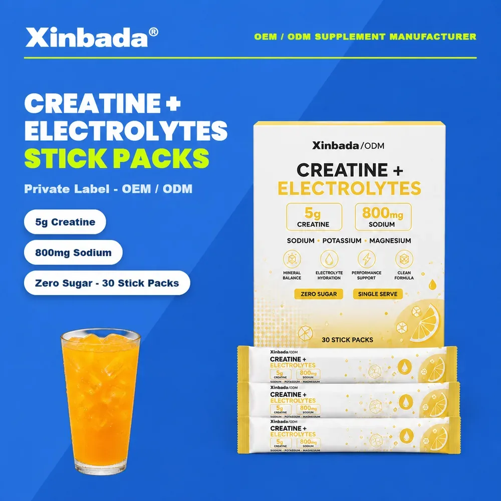 Xinbada Creatine Electrolyte Stick Packs 5 g Creatine 800 mg Sodium 30 Sticks OEM ODM