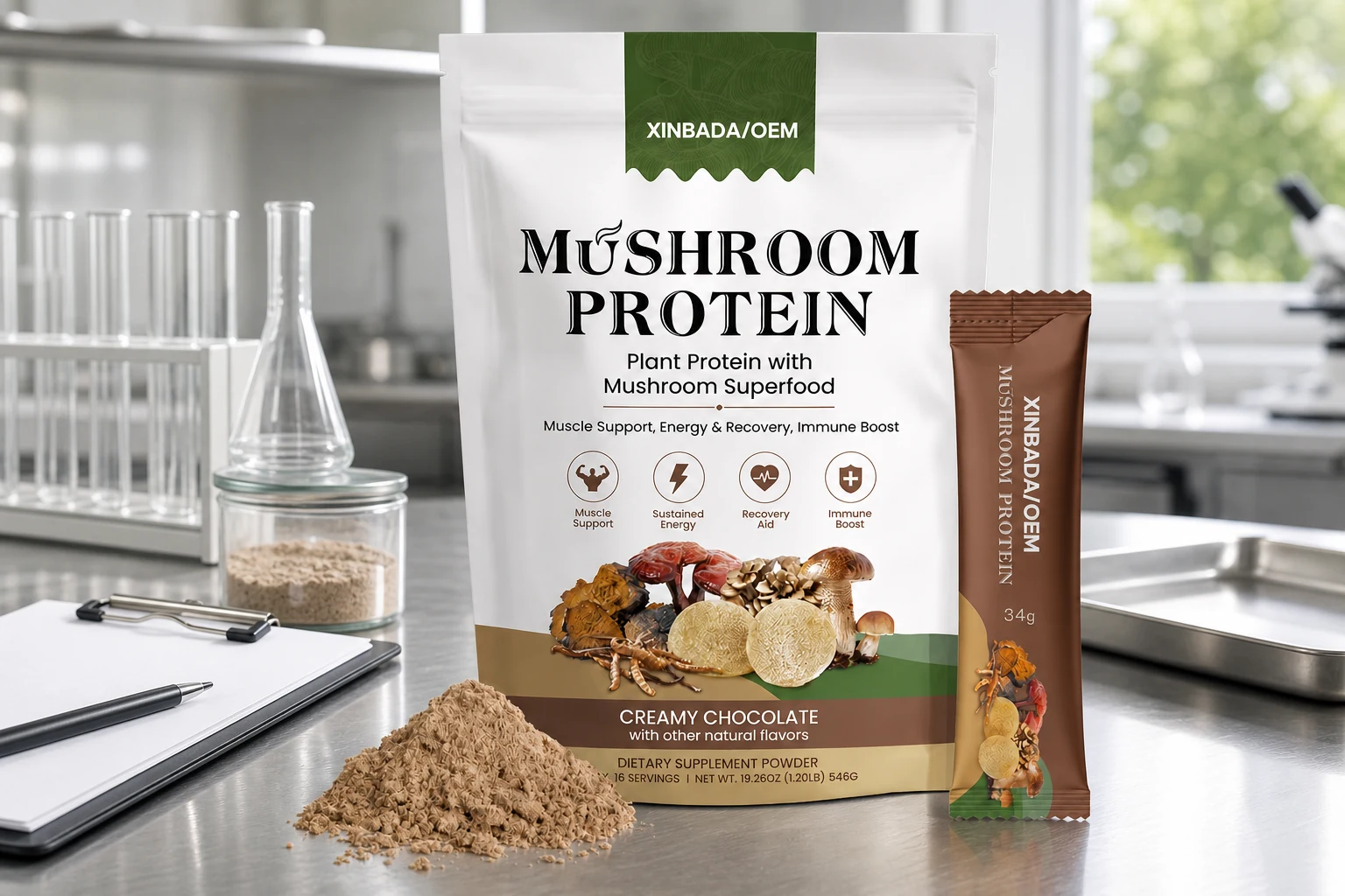 Original labelled plant protein product prepared for specification and sample review