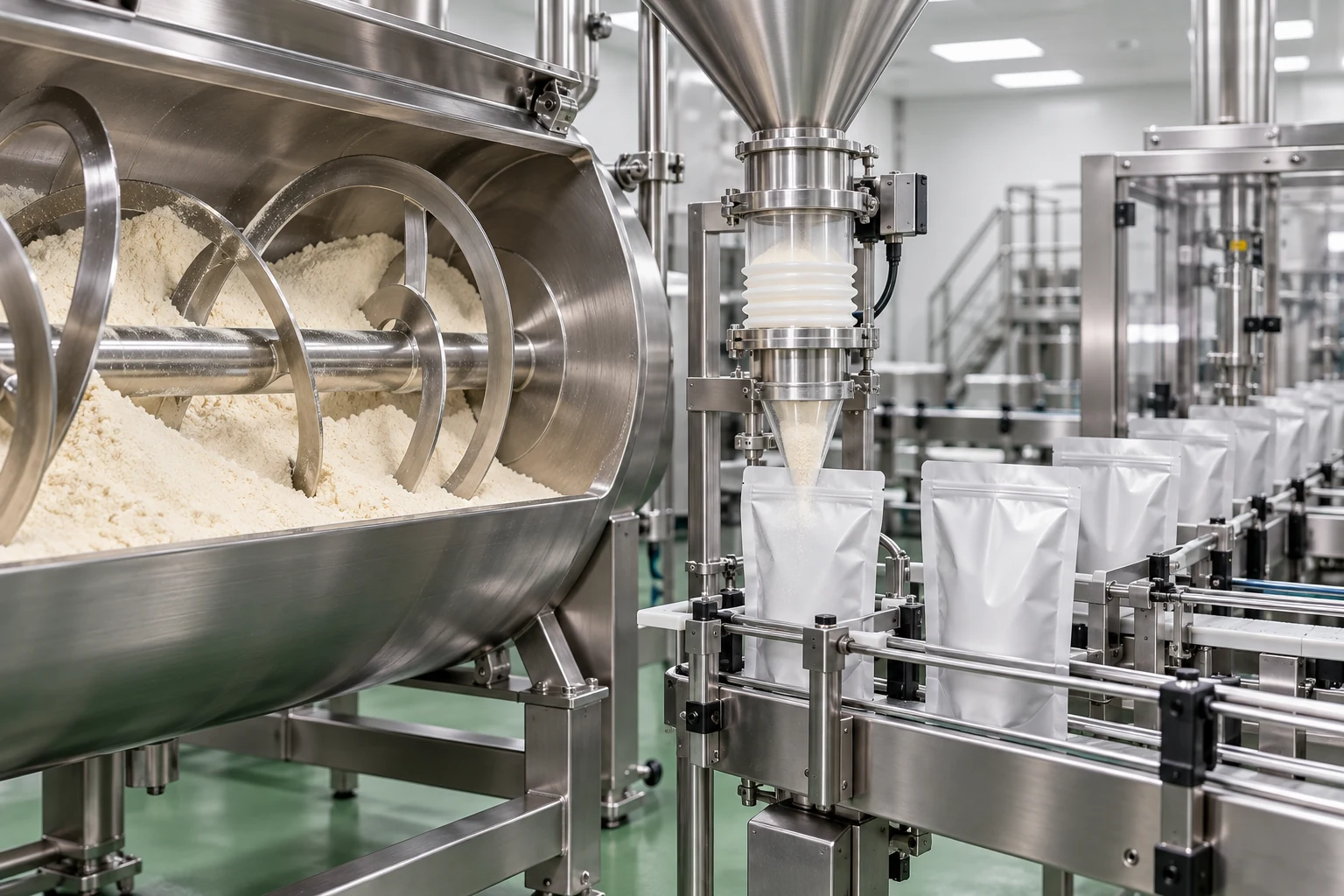 Same-site protein powder package beside controlled beverage samples