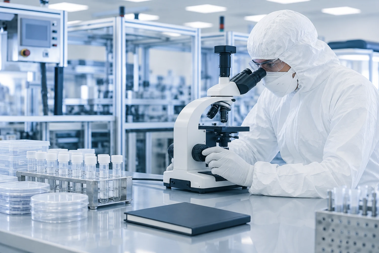 Illustrative laboratory scene for planning repeatable sample assessment