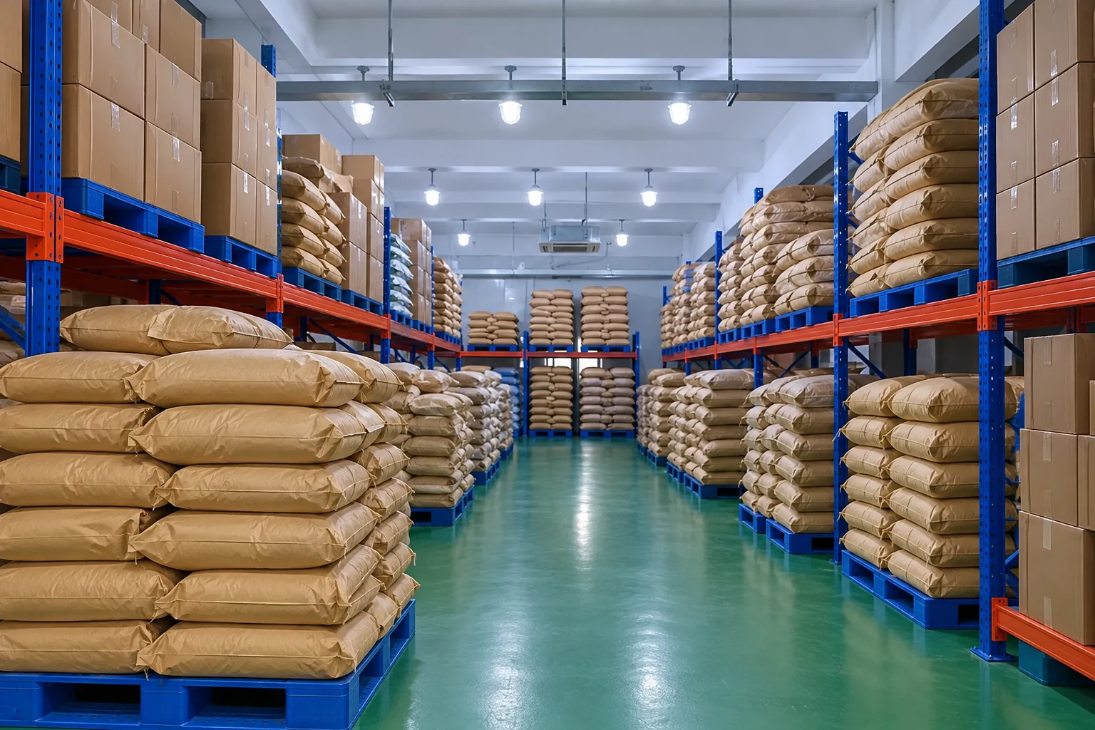 Kraft sacks and cartons illustrating warehouse traceability